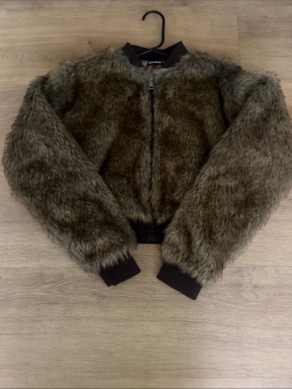 Faux Fur Bomber Jacket - Brown